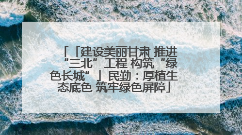 「建设美丽甘肃 推进“三北”工程 构筑“绿色长城”」民勤：厚植生态底色 筑牢绿色屏障