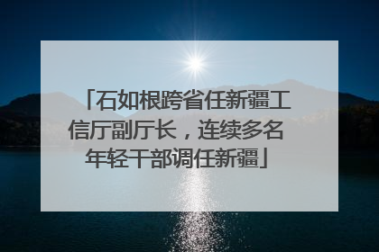 石如根跨省任新疆工信厅副厅长，连续多名年轻干部调任新疆