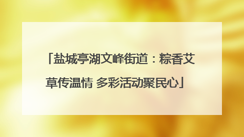 盐城亭湖文峰街道：粽香艾草传温情 多彩活动聚民心