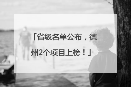 省级名单公布，德州2个项目上榜！