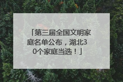 第三届全国文明家庭名单公布，湖北30个家庭当选！
