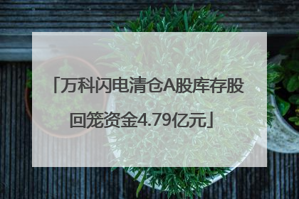 万科闪电清仓A股库存股 回笼资金4.79亿元