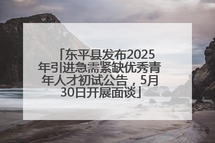 东平县发布2025年引进急需紧缺优秀青年人才初试公告，5月30日开展面谈