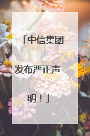 中信集团发布严正声明!