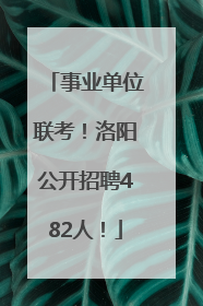事业单位联考！洛阳公开招聘482人！