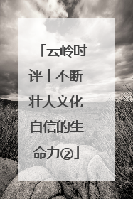 云岭时评丨不断壮大文化自信的生命力②