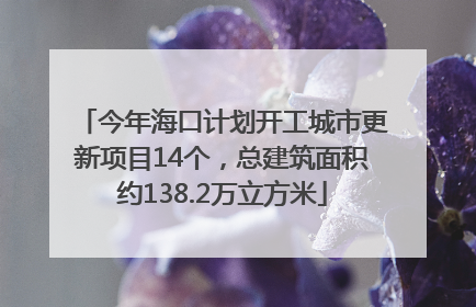 今年海口计划开工城市更新项目14个，总建筑面积约138.2万立方米