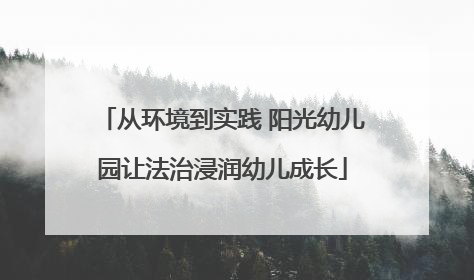 从环境到实践 阳光幼儿园让法治浸润幼儿成长