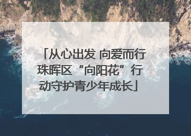 从心出发 向爱而行 珠晖区“向阳花”行动守护青少年成长