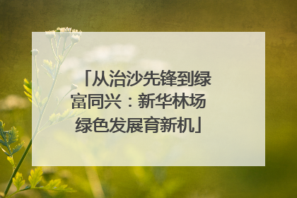 从治沙先锋到绿富同兴：新华林场绿色发展育新机