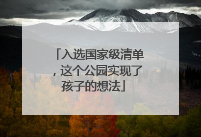 入选国家级清单，这个公园实现了孩子的想法