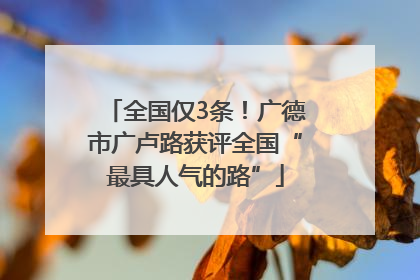 全国仅3条！广德市广卢路获评全国“最具人气的路”