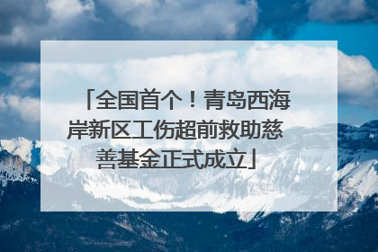 全国首个！青岛西海岸新区工伤超前救助慈善基金正式成立