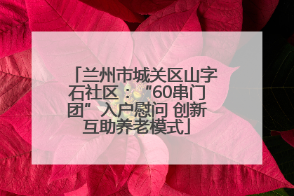 兰州市城关区山字石社区：“60串门团”入户慰问 创新互助养老模式