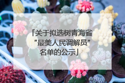 关于拟选树青海省“最美人民调解员” 名单的公示