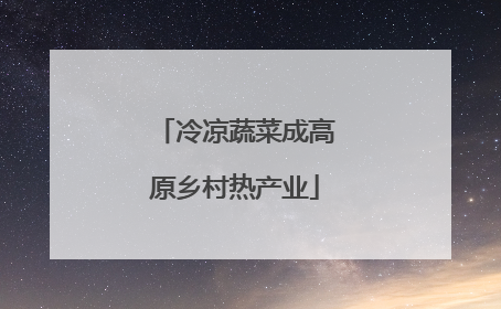 冷凉蔬菜成高原乡村热产业