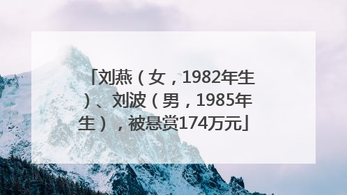 刘燕（女，1982年生）、刘波（男，1985年生），被悬赏174万元