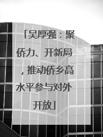 吴厚强：聚侨力、开新局，推动侨乡高水平参与对外开放