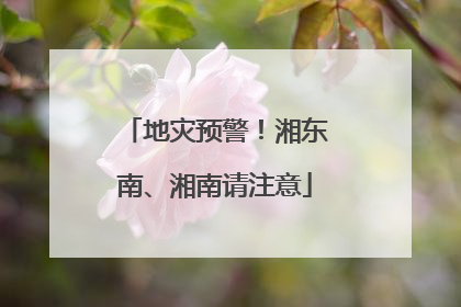 地灾预警！湘东南、湘南请注意