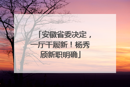 安徽省委决定，一厅干履新！杨秀颀新职明确