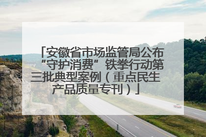 安徽省市场监管局公布“守护消费”铁拳行动第三批典型案例（重点民生产品质量专刊）