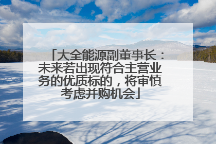 大全能源副董事长：未来若出现符合主营业务的优质标的，将审慎考虑并购机会