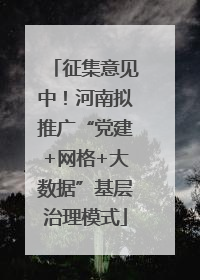 征集意见中！河南拟推广“党建+网格+大数据”基层治理模式