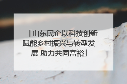 山东民企以科技创新赋能乡村振兴与转型发展 助力共同富裕