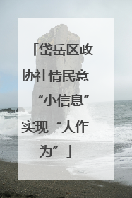 岱岳区政协社情民意“小信息”实现“大作为”