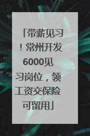 带薪见习！常州开发6000见习岗位，领工资交保险可留用