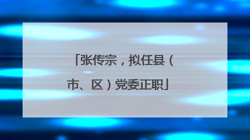 张传宗，拟任县（市、区）党委正职