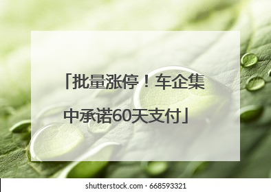 批量涨停！车企集中承诺60天支付