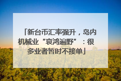 新台币汇率强升，岛内机械业“哀鸿遍野”：很多业者暂时不接单