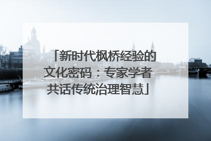 新时代枫桥经验的文化密码：专家学者共话传统治理智慧