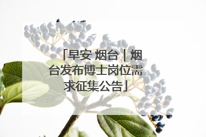 早安 烟台｜烟台发布博士岗位需求征集公告