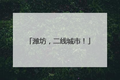 潍坊，二线城市！