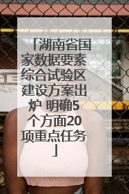 湖南省国家数据要素综合试验区建设方案出炉 明确5个方面20项重点任务