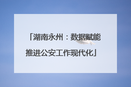 湖南永州：数据赋能推进公安工作现代化