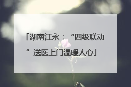 湖南江永：“四级联动”送医上门温暖人心