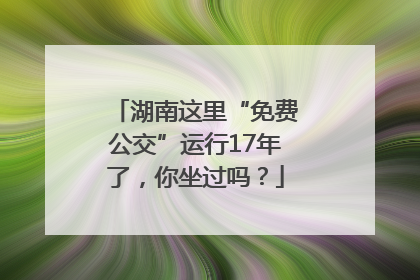湖南这里“免费公交”运行17年了，你坐过吗？