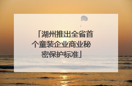 湖州推出全省首个童装企业商业秘密保护标准