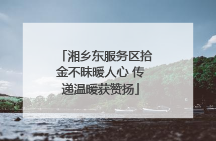 湘乡东服务区拾金不昧暖人心 传递温暖获赞扬