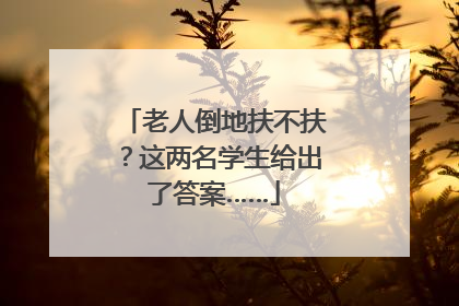 老人倒地扶不扶？这两名学生给出了答案……