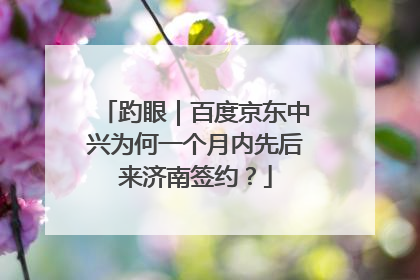 趵眼｜百度京东中兴为何一个月内先后来济南签约？