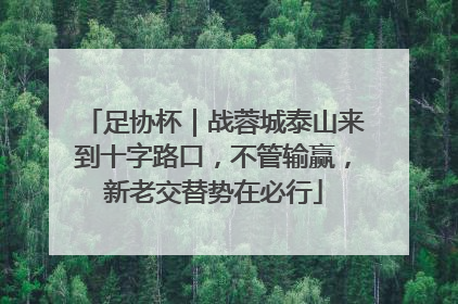 足协杯｜战蓉城泰山来到十字路口，不管输赢，新老交替势在必行