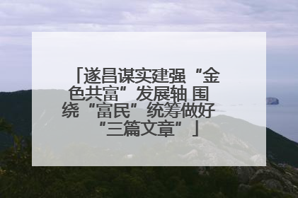 遂昌谋实建强“金色共富”发展轴 围绕“富民”统筹做好“三篇文章”