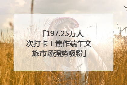 197.25万人次打卡！焦作端午文旅市场强势吸粉