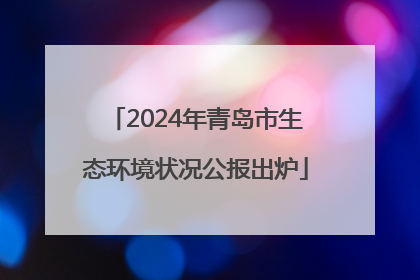 2024年青岛市生态环境状况公报出炉