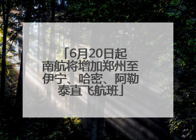 6月20日起 南航将增加郑州至伊宁、哈密、阿勒泰直飞航班